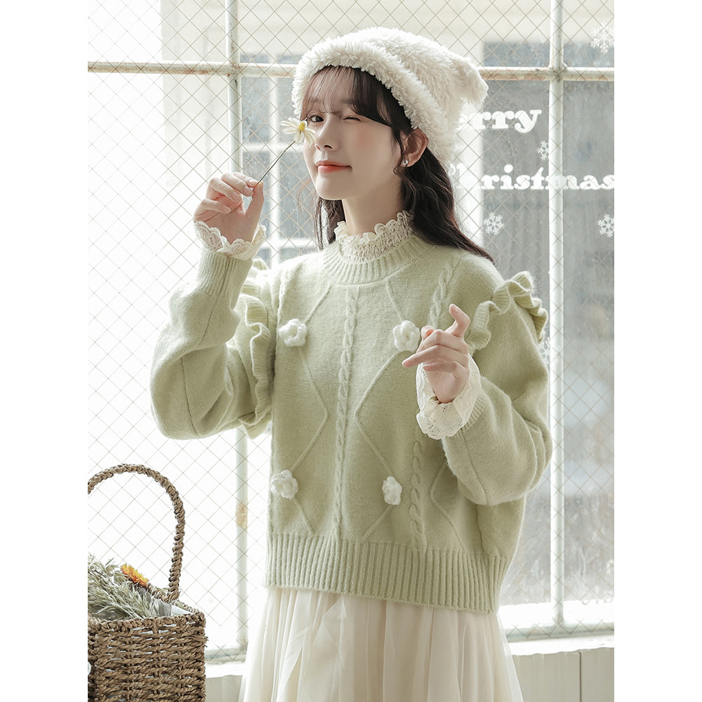 Sweet Green Autumn Winter Sweater