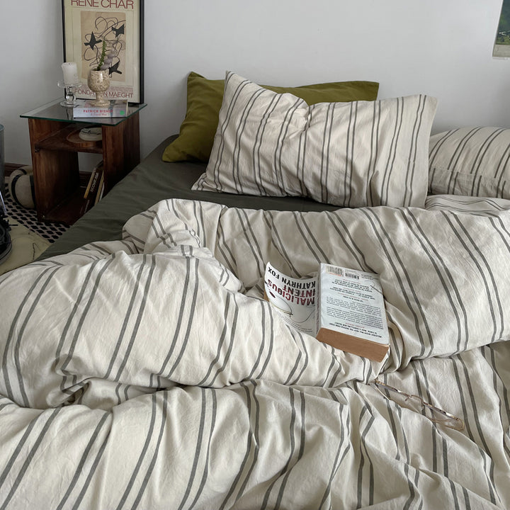 Vintage Striped Cotton Bedding Set