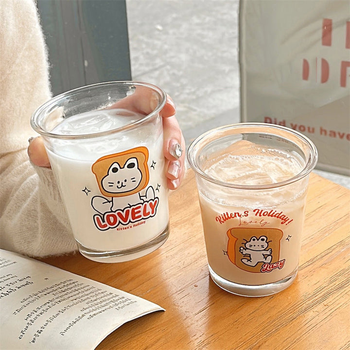 Adorable Kitten's Holiday Glass Cups - Lovely & Lazy Designs