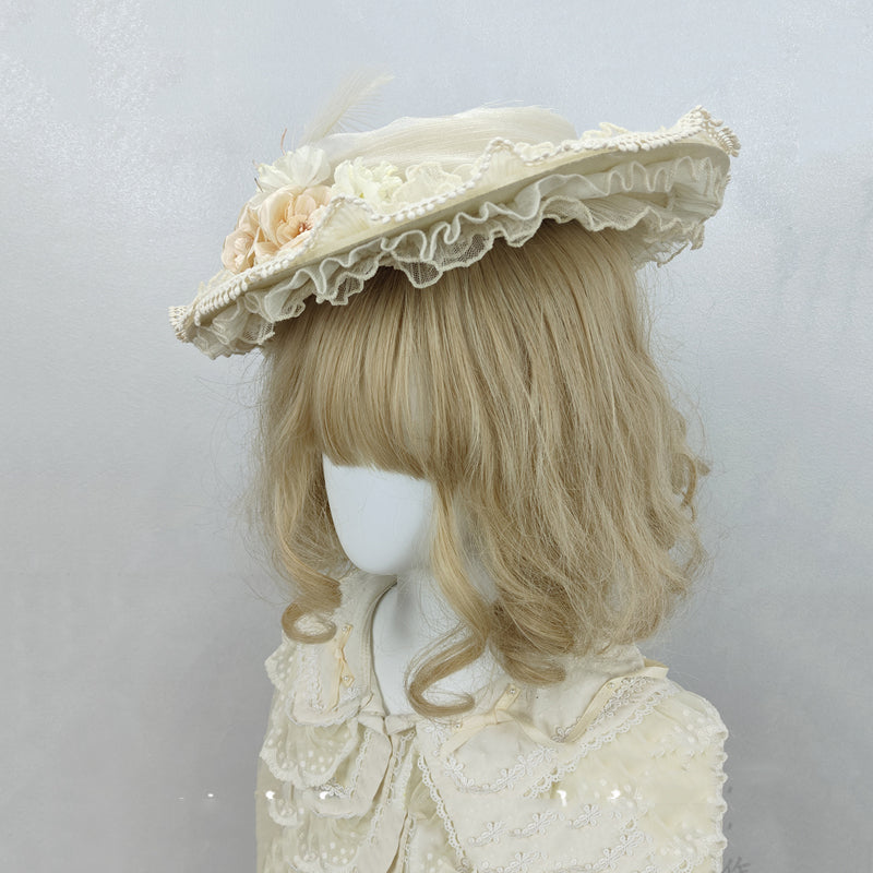 Handmade Flower Elegant Flat Hat