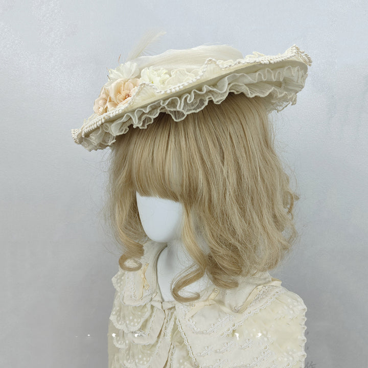 Handmade Flower Elegant Flat Hat