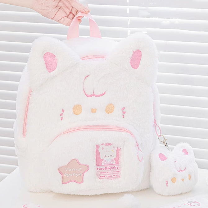 Cute Kitty Plush Backpack