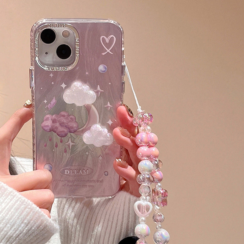 Gradient 3D Cloud iPhone Case with Phone Strap