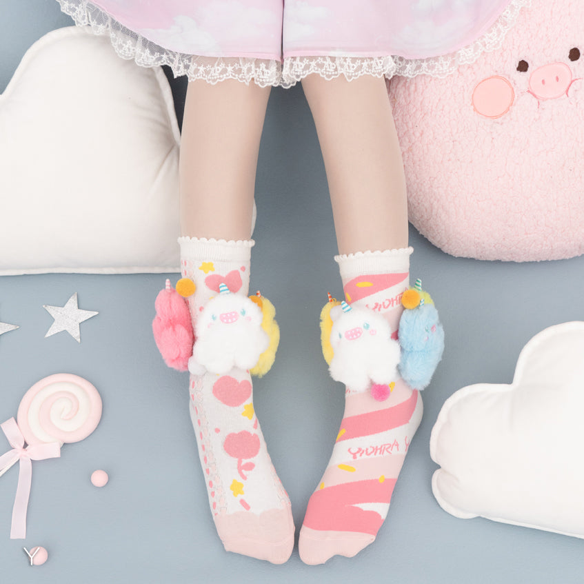 Cartoon Flowers Cotton Socks