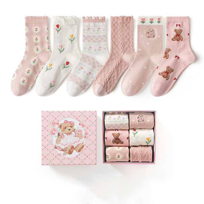 Cute Bear Deer Bunny Cotton Sock 6 Pairs/Set