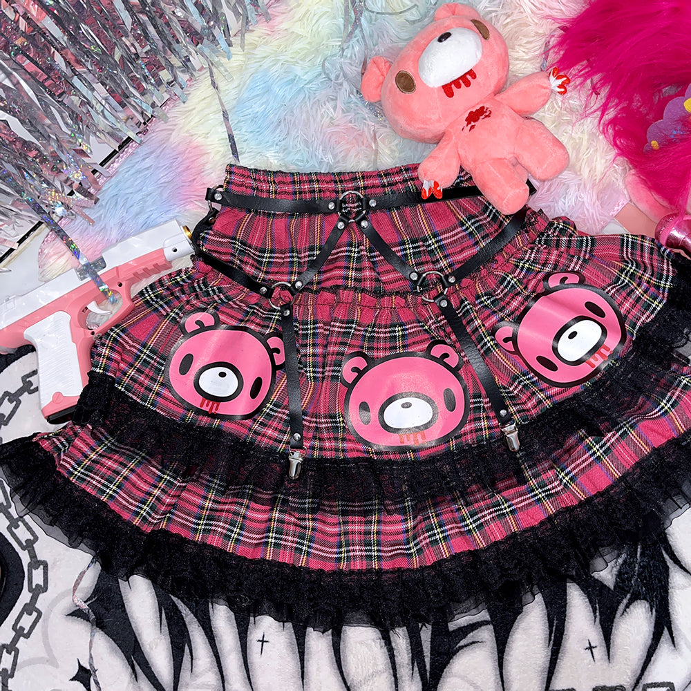 Japanese Harajuku cartoon-printed double-layered skirt