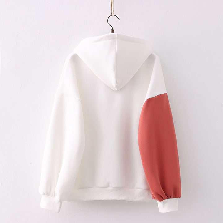 Strawberry Japanese Letter Print Plush Hoodie