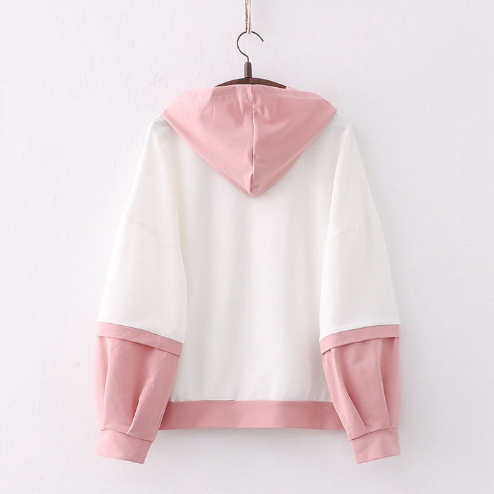 Bunny Sakura Print Loose Hoodie