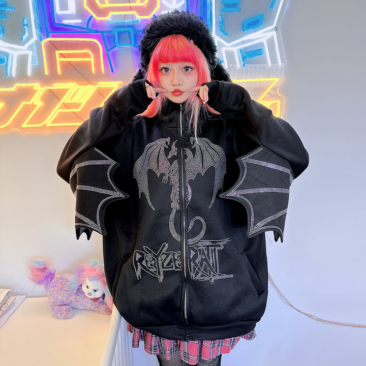 Bat Letter Zipper Hoodie