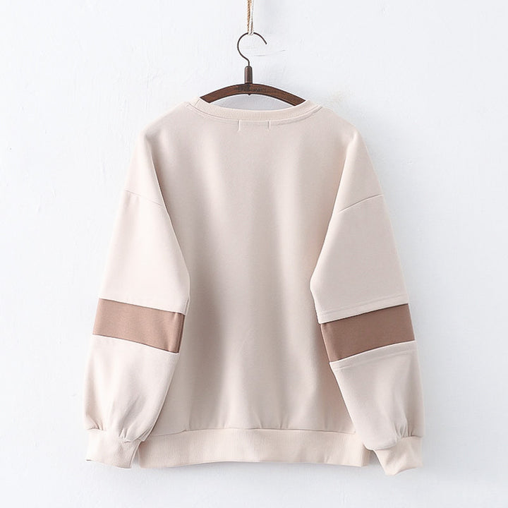 Korean Bear Print Round Collar Hoodie