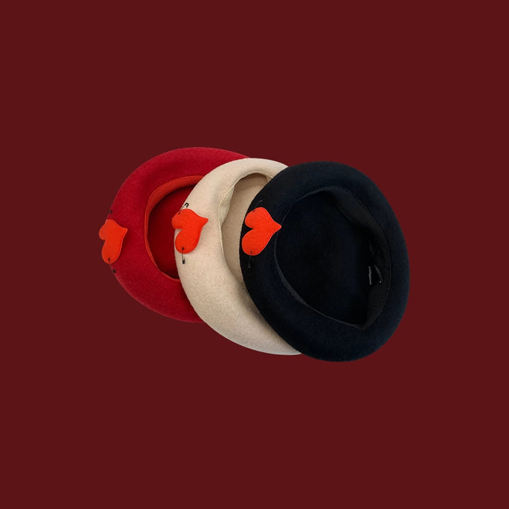Cozy Love Heart Wool Beret