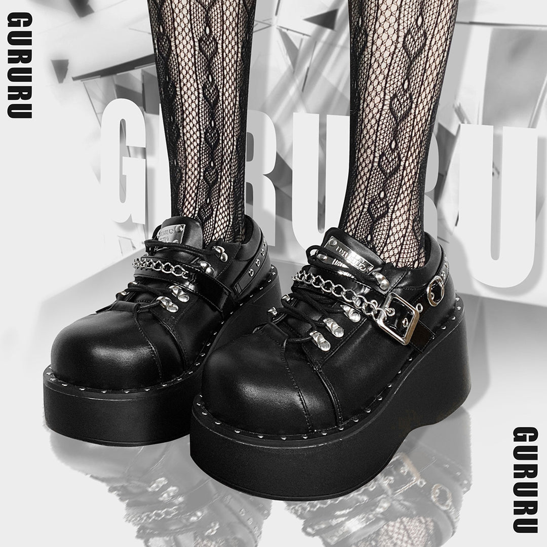 Gothic Lolita Black Gray Platform Shoes