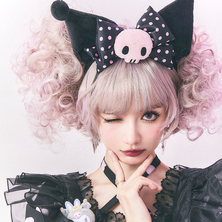 Black and Purple Polka-dot Bowknot KC Hairband