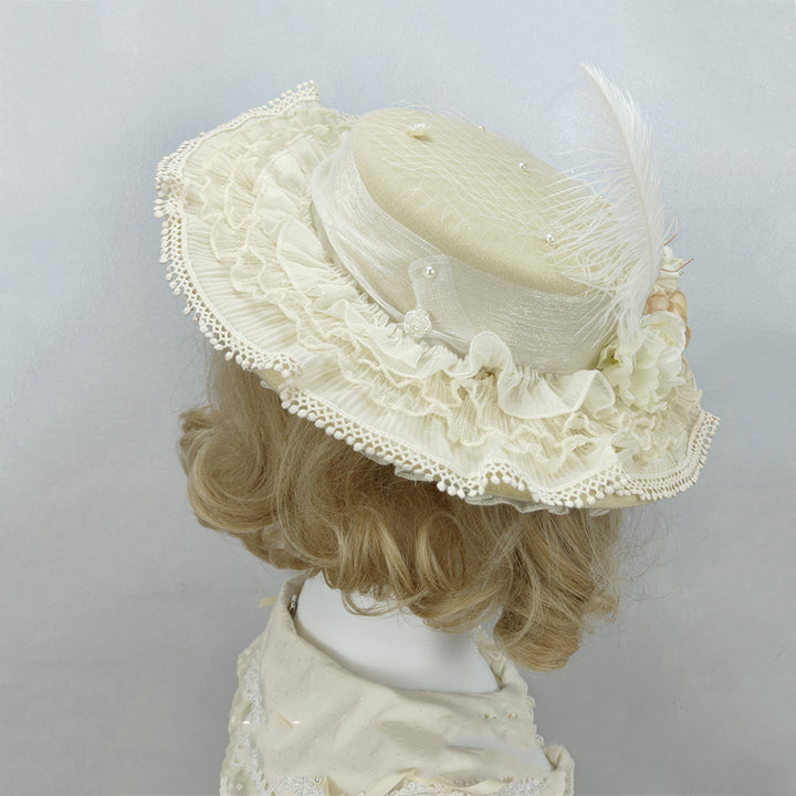 Handmade Flower Elegant Flat Hat