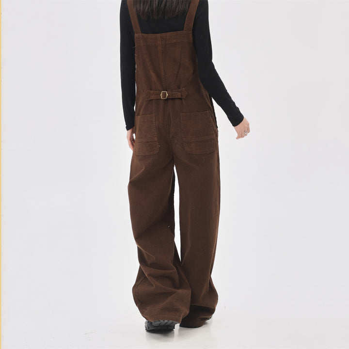 Cartoon Puppy Loose Fit Corduroy Jumpsuit