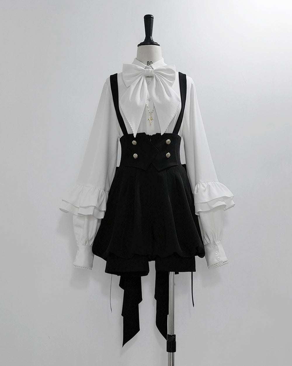 Elegant White Bow Blouse with Ruffle Sleeves
