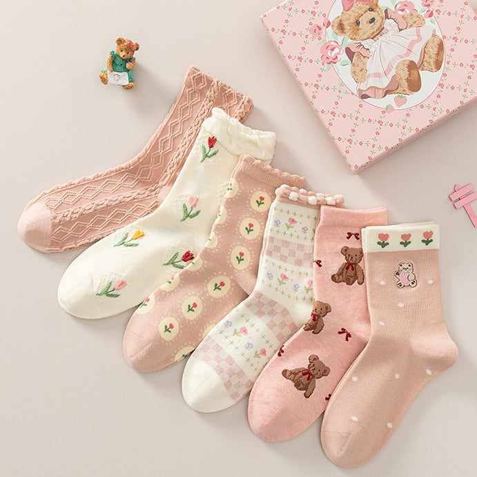 Cute Bear Deer Bunny Cotton Sock 6 Pairs/Set