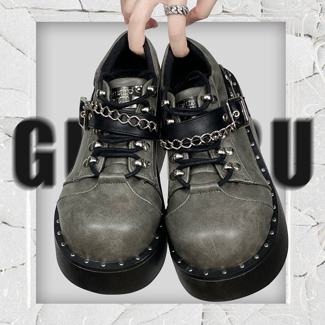 Gothic Lolita Black Gray Platform Shoes