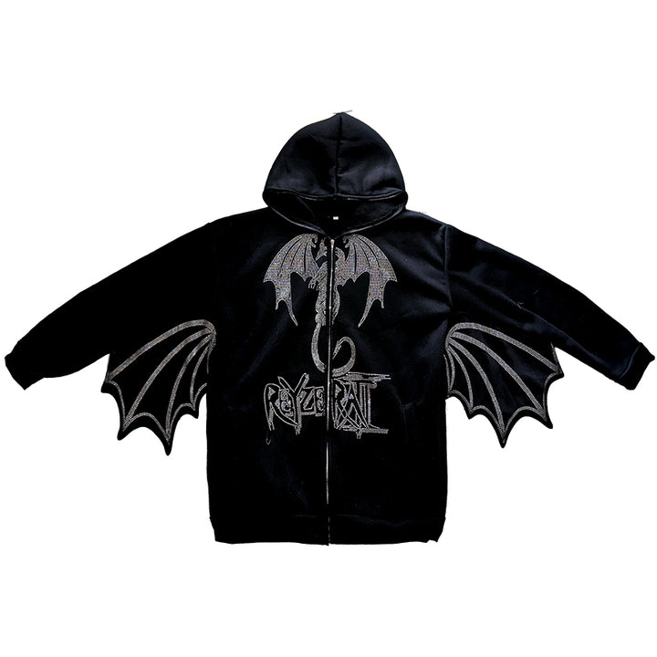 Bat Letter Zipper Hoodie