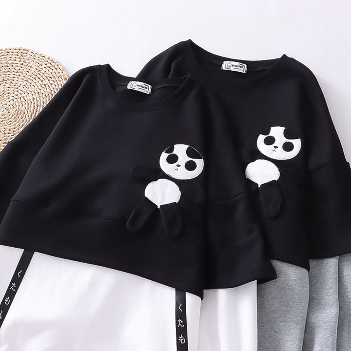 Xartoon Panda Embroidery Plush Hoodie