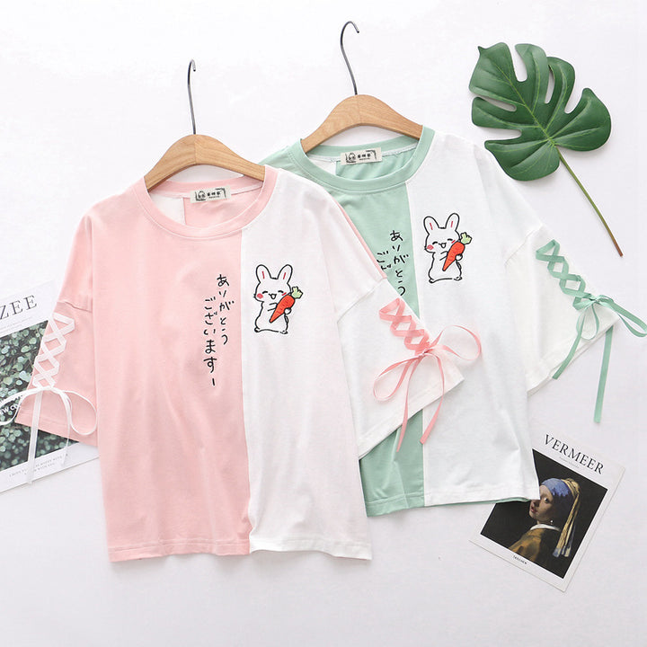 Kawaii Bunny Cross Lace Shirt