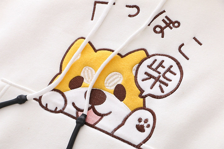 Japanese Shiba Inu Embroidery Warm Hoodie