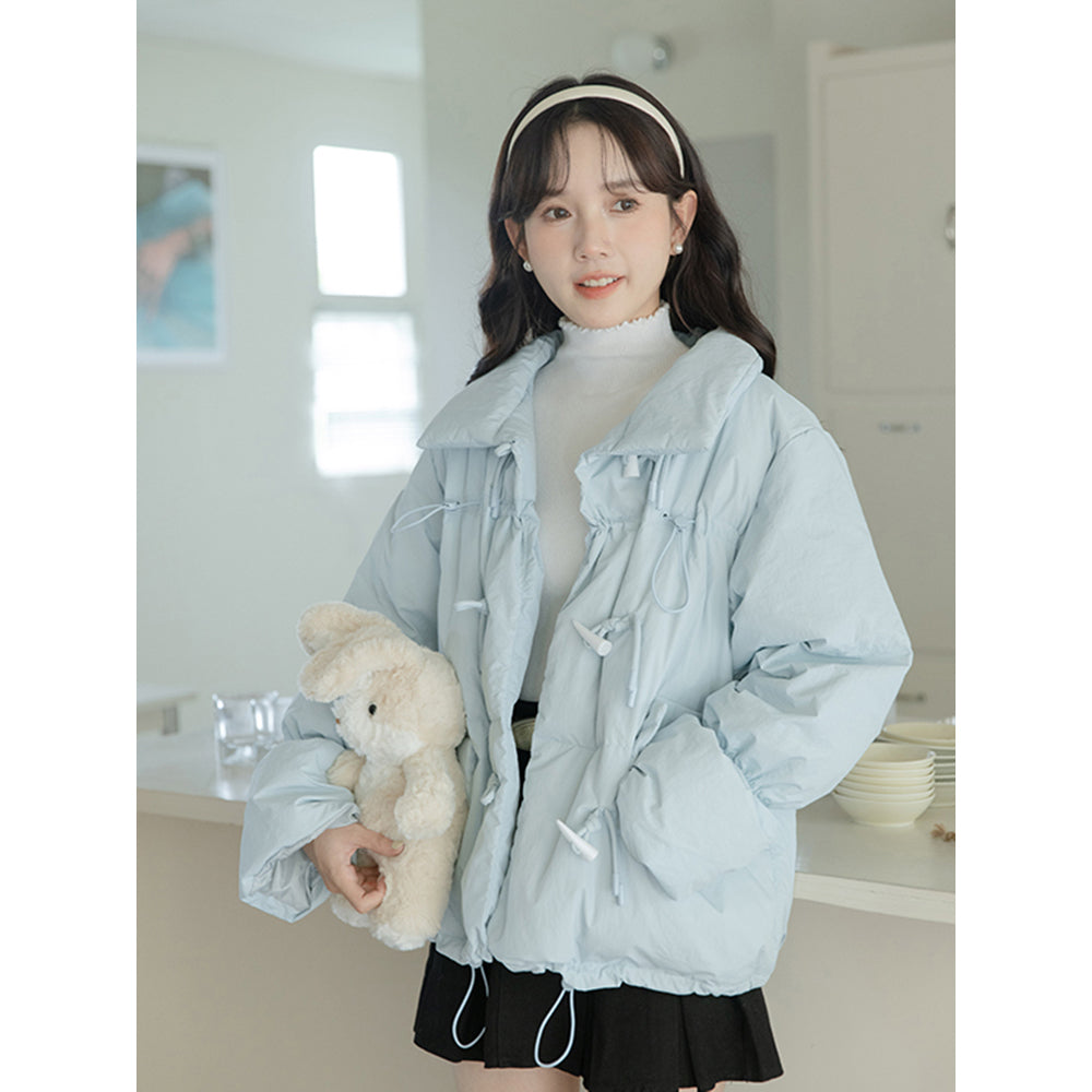 Thickened Short Blue Cotton-padded Down Jacket