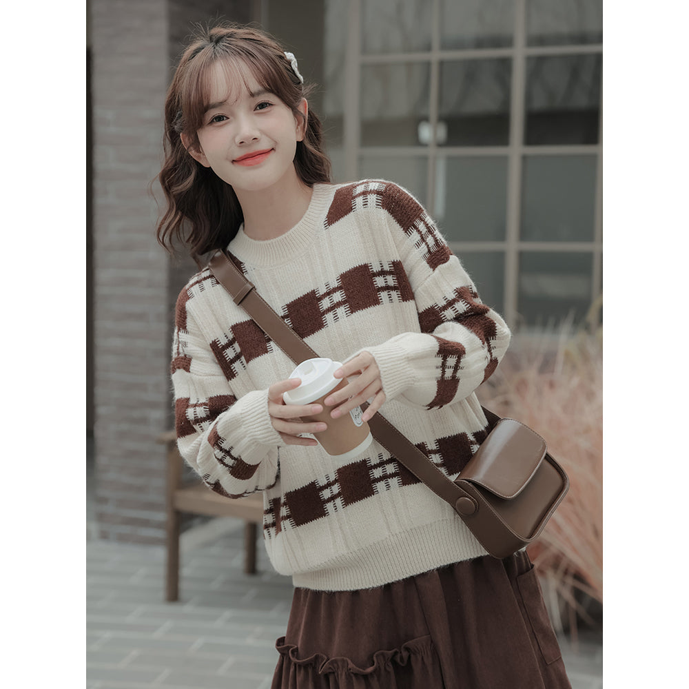 Vintage Round Neck Autumn Winter Knit Sweater