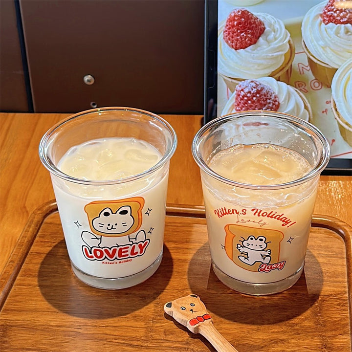 Adorable Kitten's Holiday Glass Cups - Lovely & Lazy Designs