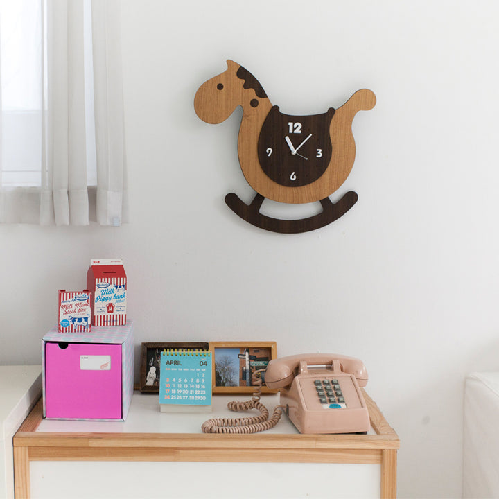 Wooden rocking horse Wall Clock