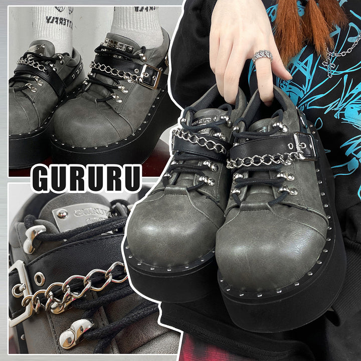 Gothic Lolita Black Gray Platform Shoes