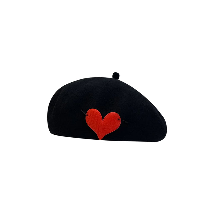 Cozy Love Heart Wool Beret