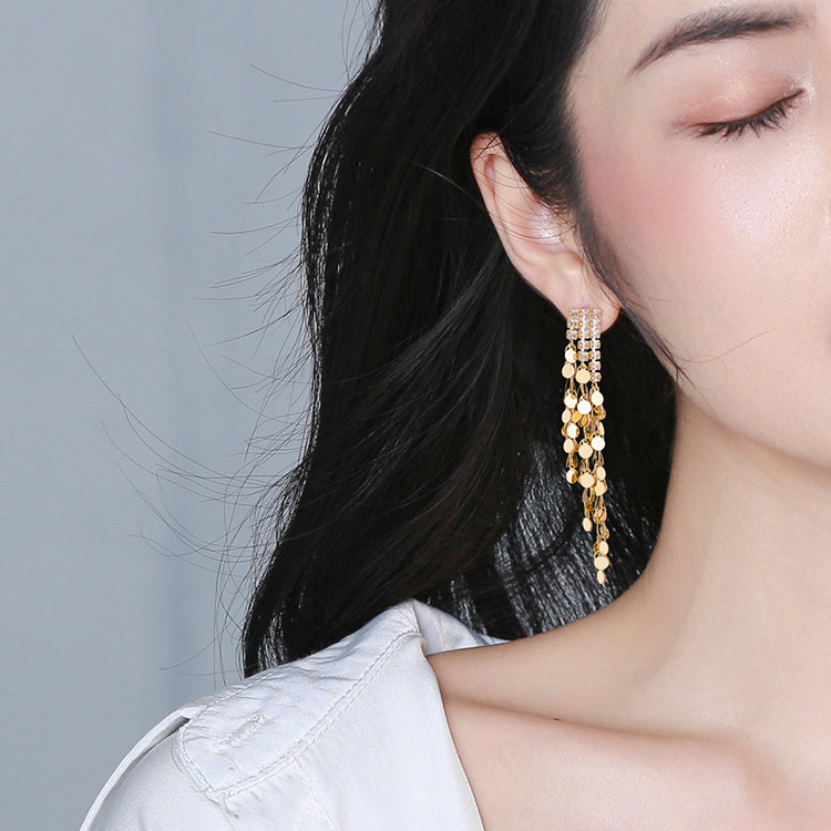 Luxurious Dazzling Golden Tassel Earrings