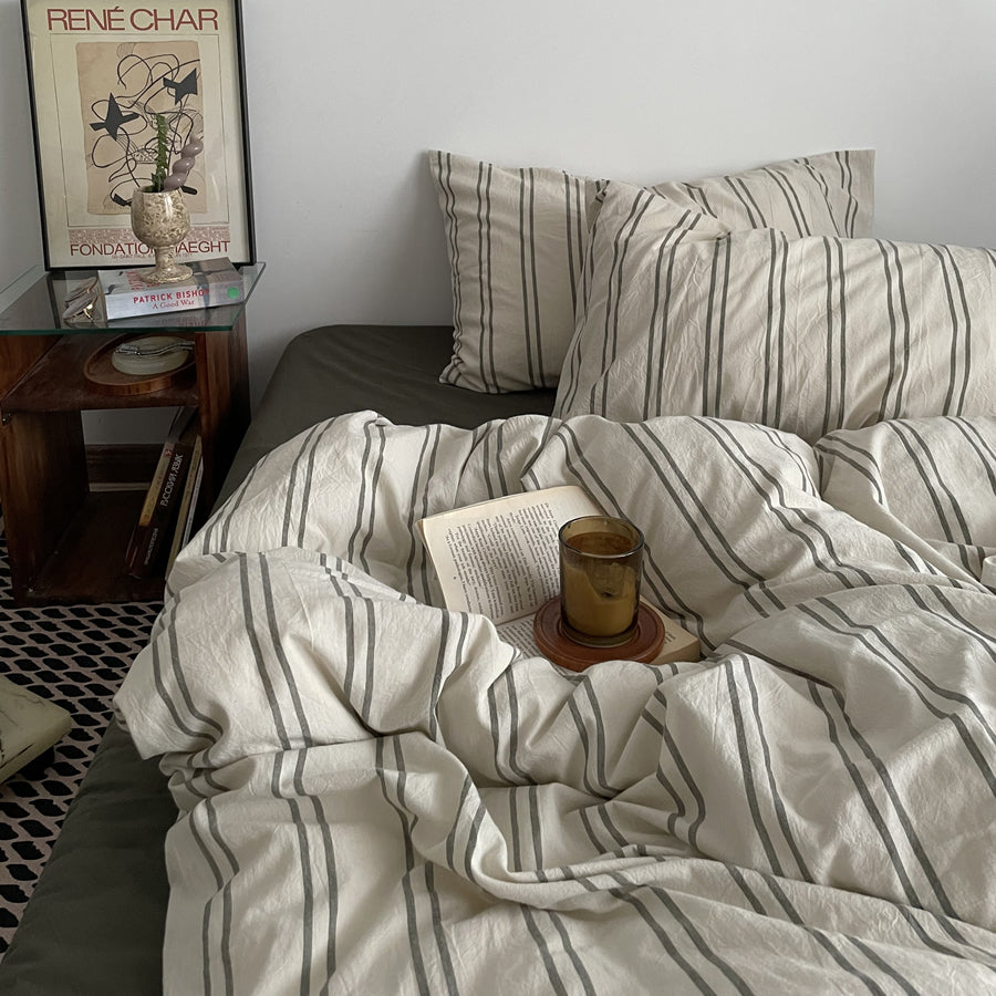 Vintage Striped Cotton Bedding Set