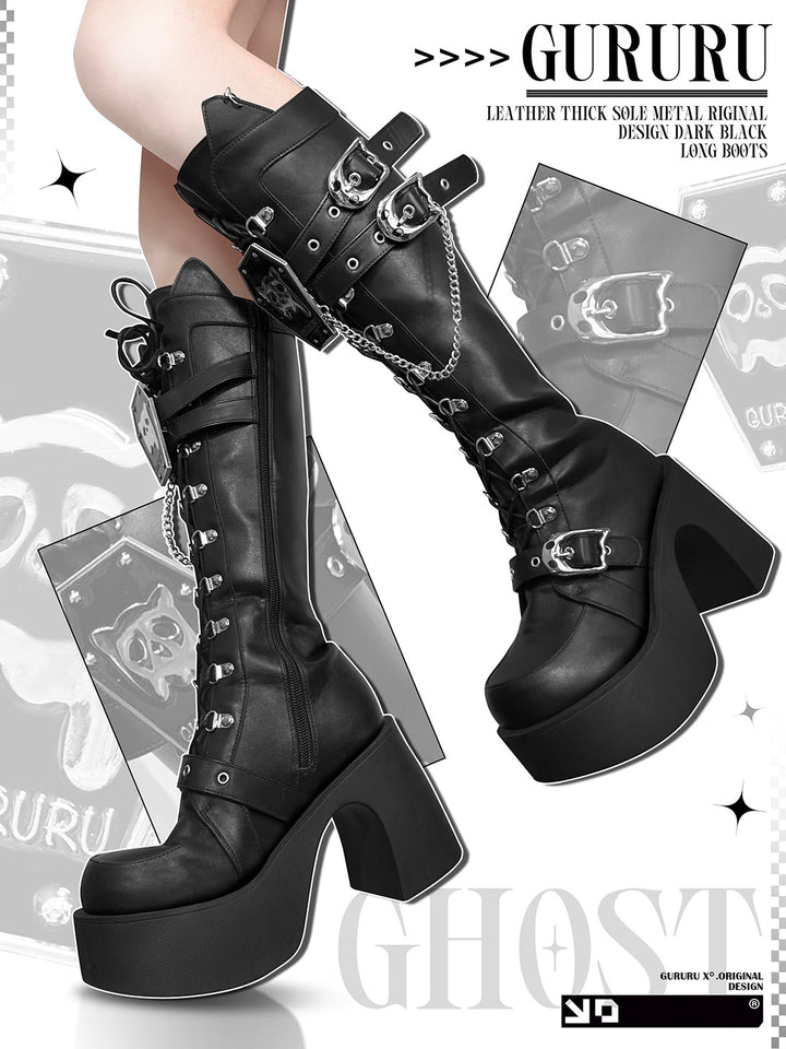 Gothic Knee High Lace Up Boots