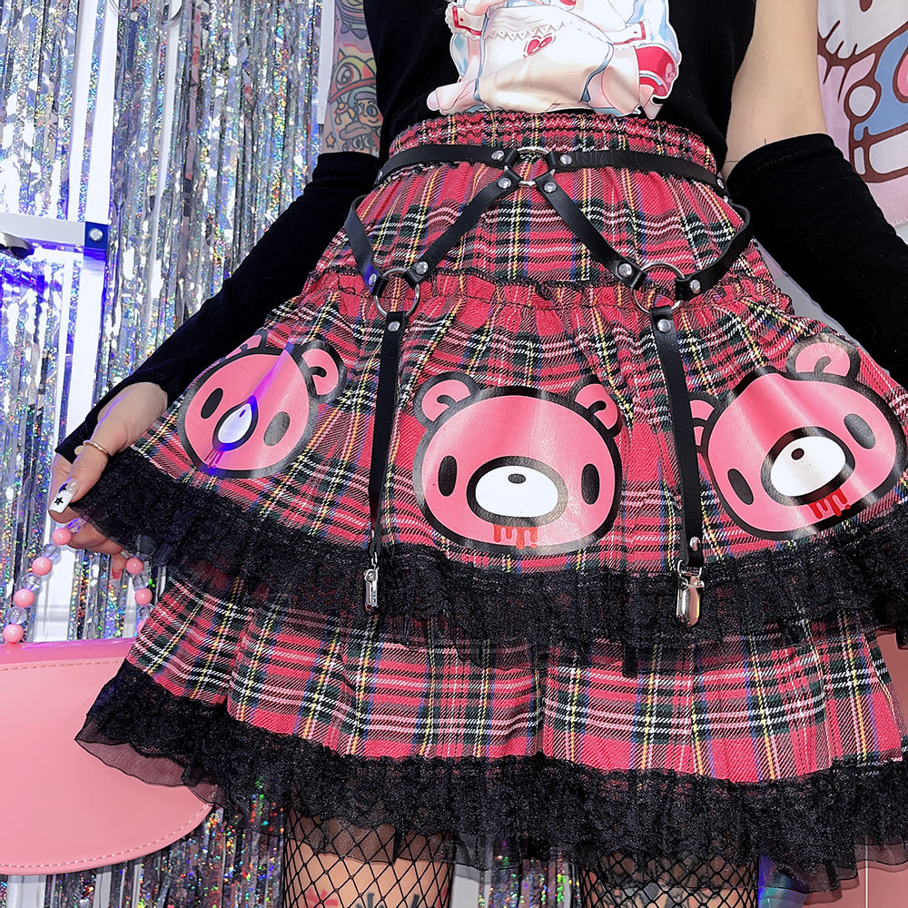 Japanese Harajuku cartoon-printed double-layered skirt