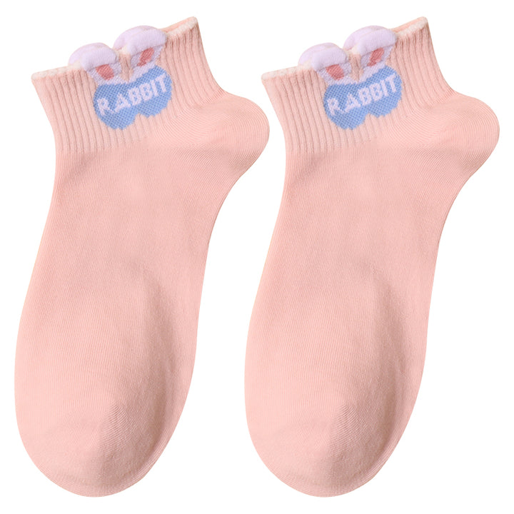 Cute Bunny Spring/Summer Short Tube Cotton Socks 5 Pairs/Set