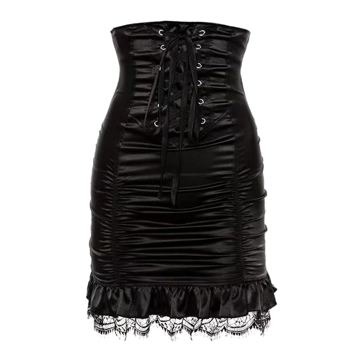 Y2K style lace black skirt