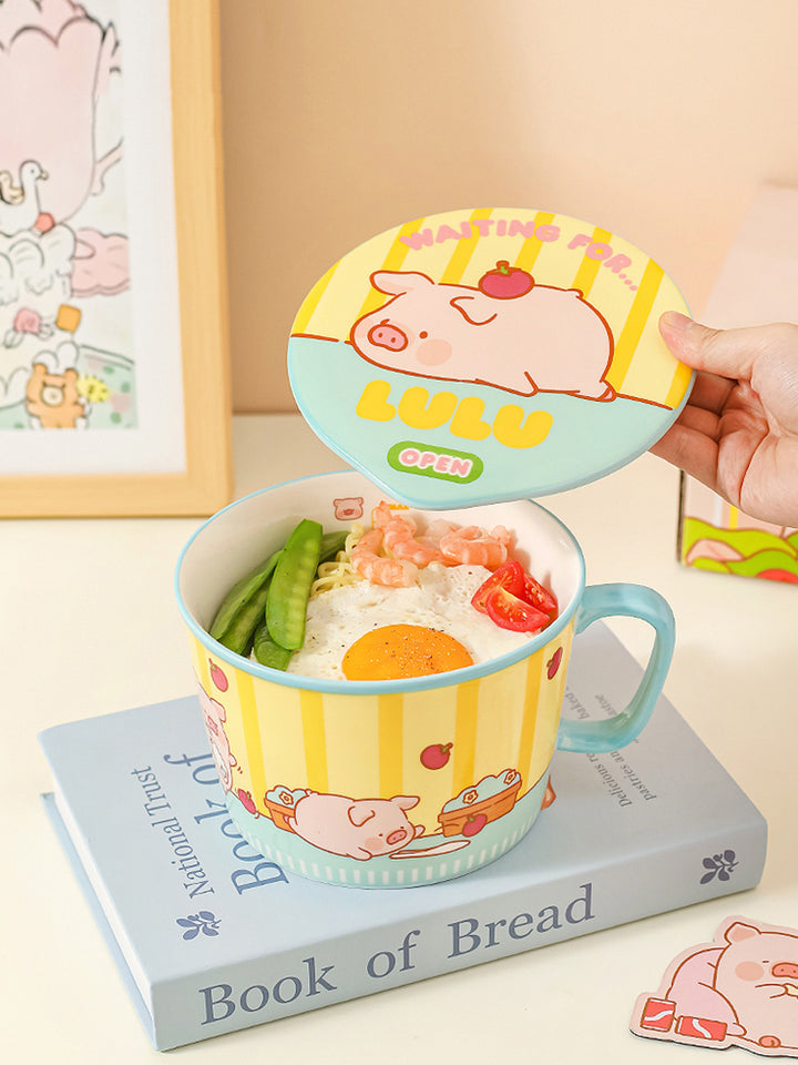 Cute Cartoon Pig Ramen Bowl