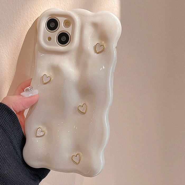 Chic White 3D Love Heart iPhone Case