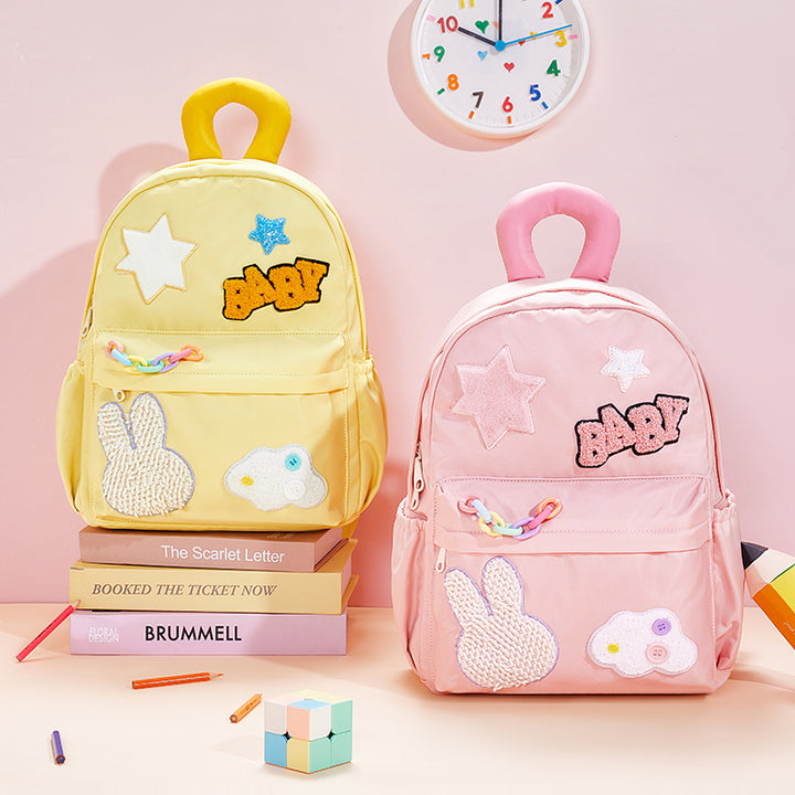 Cute Star Rabbit Cloud Letter Embroidery Backpack