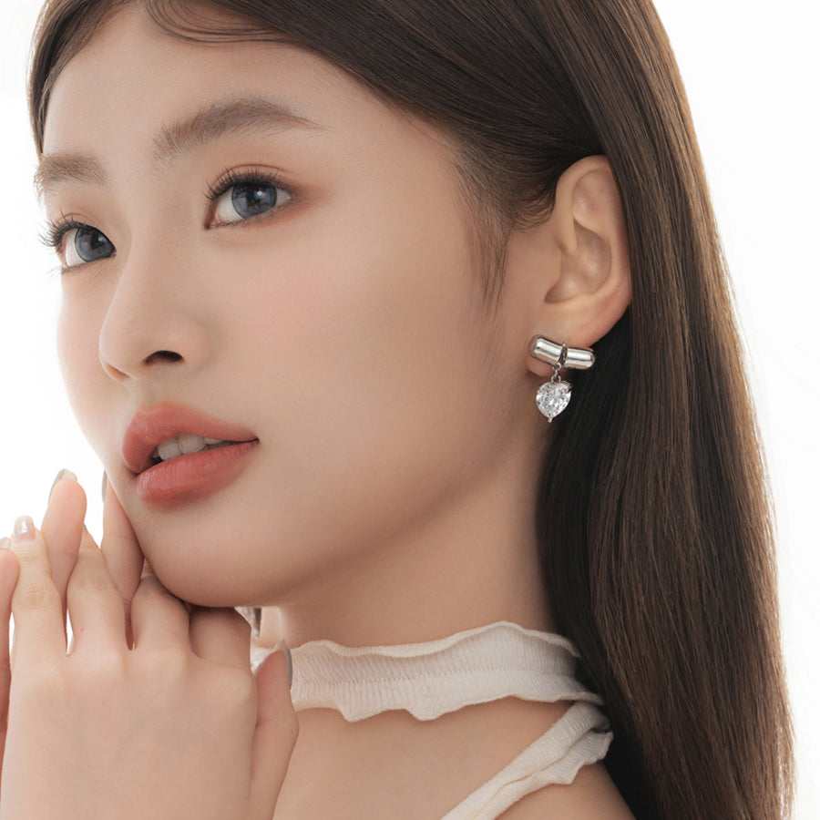 Pink Capsule Heart Earrings