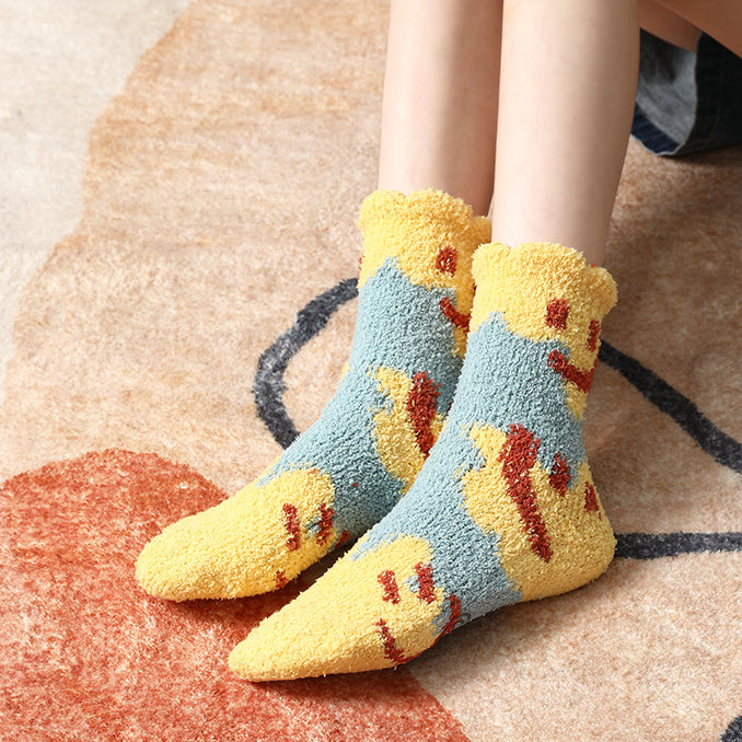 Cute Emoji Coral Fleece Thick Winter Socks