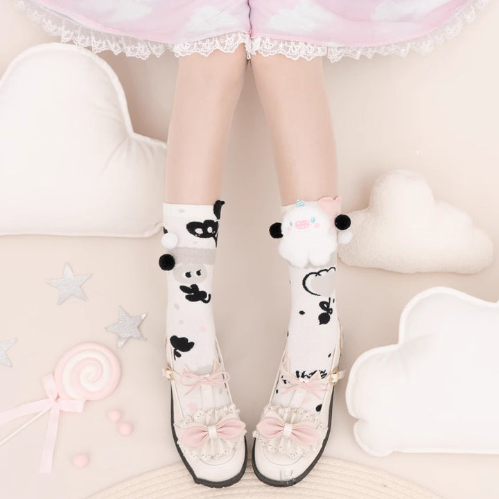 Cartoon Flowers Cotton Socks