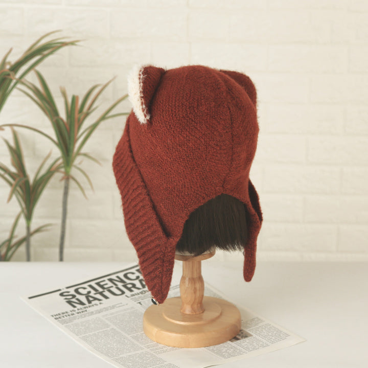 Fox Plush Knit Beanie