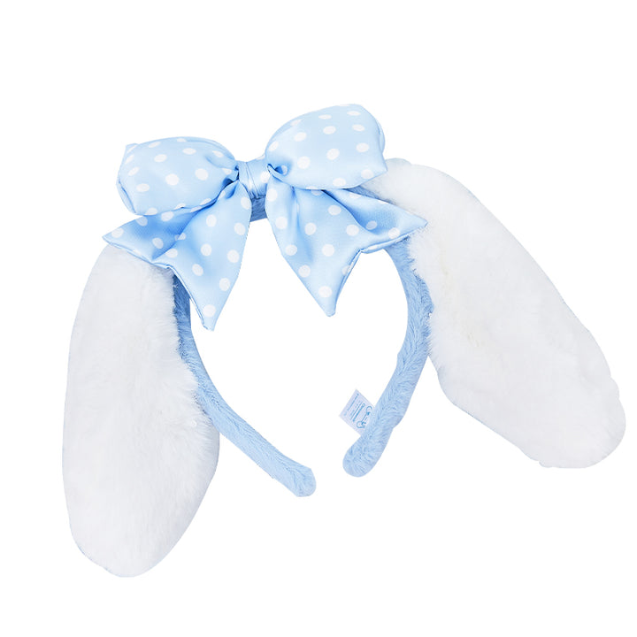 White and Blue Polka-dot Bowknot KC Hairband