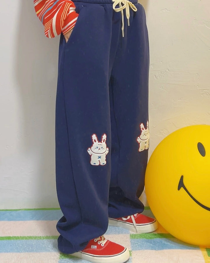 Japanese-style Star Embroidery Green Corduroy Wide Leg Pants