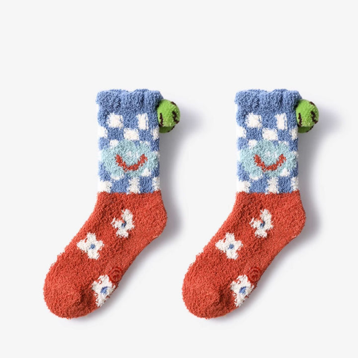 Cute Emoji Coral Fleece Thick Winter Socks