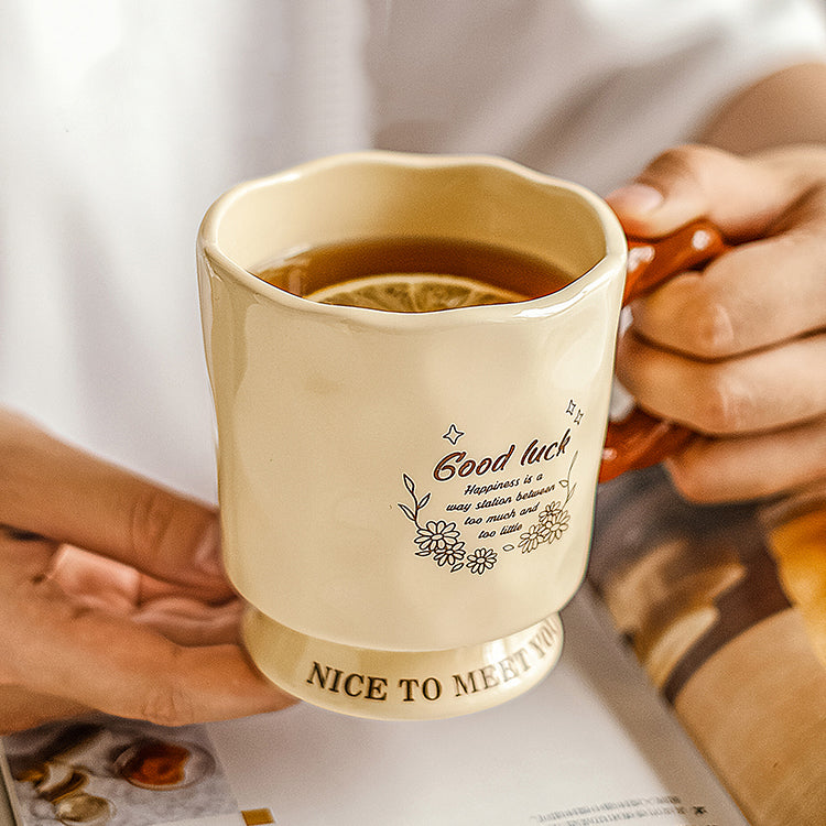 Creamy Floral Ceramic Mug