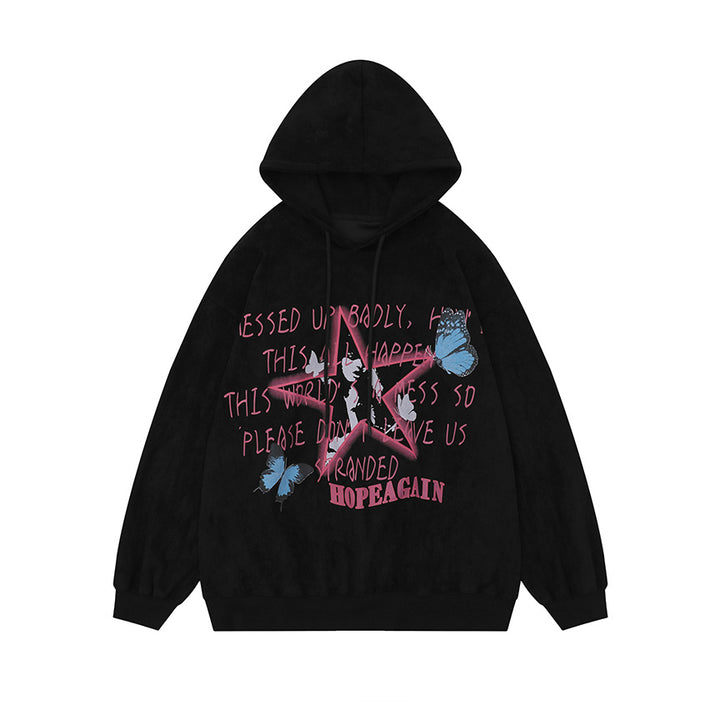 Star graffiti pullover loose sweatshirt